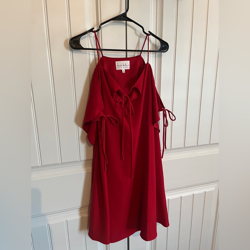 Nicole Miller open shoulder evening dress